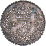 1885 Threepence - Victoria British Silver Coin - Very Nice