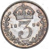1889 Threepence - Victoria British Silver Coin - Very Nice
