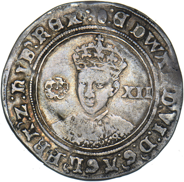 1551-3 Shilling (mm. tun) - Edward VI British Silver Hammered Coin - Nice