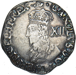 1635-6 Shilling (mm. crown) - Charles I British Silver Hammered Coin - Nice