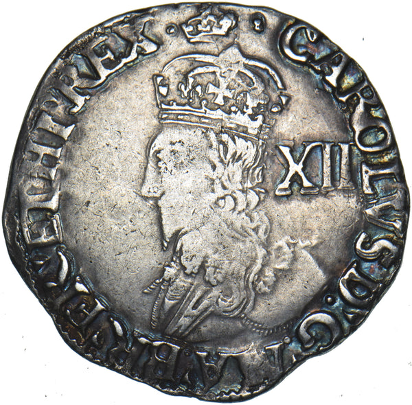 1635-6 Shilling (mm. crown) - Charles I British Silver Hammered Coin - Nice