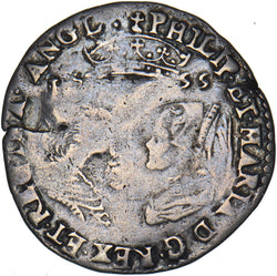 1555 Sixpence - Philip & Mary British Silver Hammered Coin