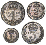 1902 Matt Proof Maundy Set - Edward VII British Silver Coins - Superb