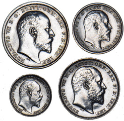 1902 Maundy Set - Edward VII British Silver Coins - Very Nice