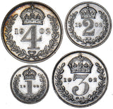 1902 Maundy Set - Edward VII British Silver Coins - Very Nice