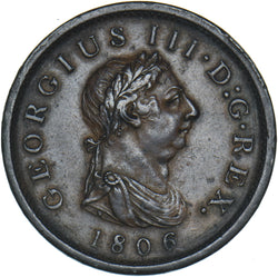 1806 Penny - George III British Copper Coin - Nice