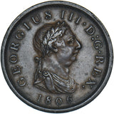 1806 Penny - George III British Copper Coin - Nice