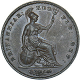 1851 Penny (Far Colon) - Victoria British Copper Coin - Very Nice