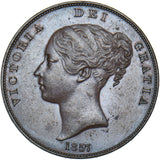 1857 Penny (OT) - Victoria British Copper Coin - Very Nice