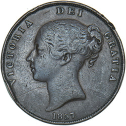1857 Penny (OT) - Victoria British Copper Coin