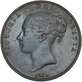 1858 Penny - Victoria British Copper Coin - Nice