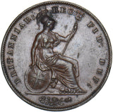 1858 Penny - Victoria British Copper Coin - Very Nice