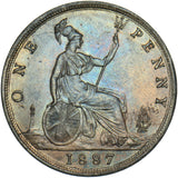 1887 Penny - Victoria British Bronze Coin - Very Nice