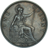 1895 Penny - Victoria British Bronze Coin - Very Nice