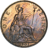 1901 Penny - Victoria British Bronze Coin - Very Nice