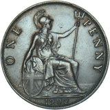 1902 Penny (Low Tide) - Edward VII British Bronze Coin - Very Nice