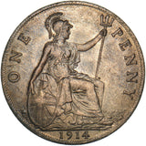 1914 Penny - George V British Bronze Coin - Superb