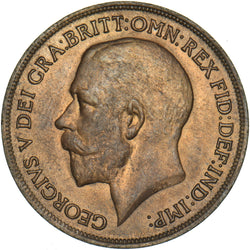 1917 Penny - George V British Bronze Coin - Very Nice