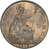 1919 Penny - George V British Bronze Coin - Very Nice