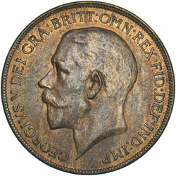 1921 Penny - George V British Bronze Coin - Very Nice