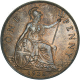 1928 Penny - George V British Bronze Coin - Superb