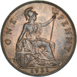 1931 Penny - George V British Bronze Coin - Very Nice