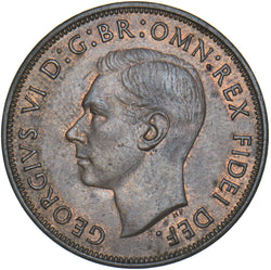 1951 Penny - George VI British Bronze Coin - Very Nice