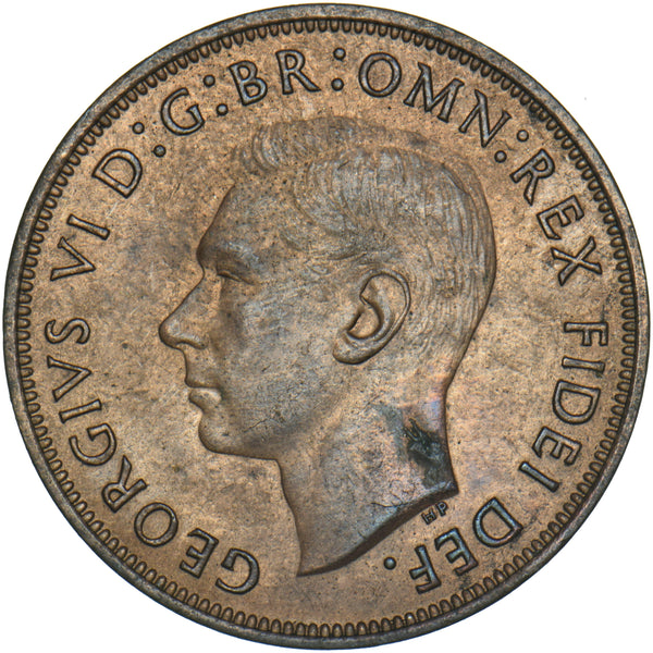 1951 Penny - George VI British Bronze Coin - Very Nice