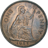 1953 Penny - Elizabeth II British Bronze Coin - Very Nice
