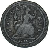 1719 Halfpenny - George I British Copper Coin