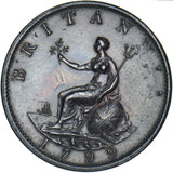1799 Halfpenny - George III British Copper Coin - Nice