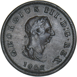 1806 Halfpenny - George III British Copper Coin - Nice