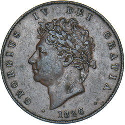 1826 Halfpenny - George IV British Copper Coin - Nice