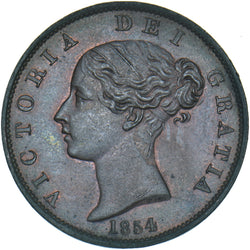 1854 Halfpenny - Victoria British Copper Coin - Very Nice