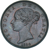 1854 Halfpenny - Victoria British Copper Coin - Very Nice