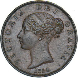 1854 Halfpenny - Victoria British Copper Coin - Very Nice