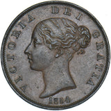 1854 Halfpenny - Victoria British Copper Coin - Very Nice