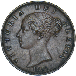 1855 Halfpenny - Victoria British Copper Coin - Nice