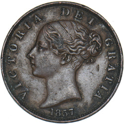 1857 Halfpenny - Victoria British Copper Coin