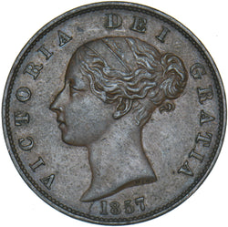 1857 Halfpenny - Victoria British Copper Coin - Very Nice