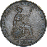 1857 Halfpenny - Victoria British Copper Coin - Very Nice