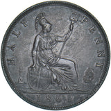 1861 Halfpenny - Victoria British Bronze Coin - Very Nice
