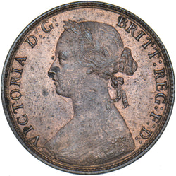1874 H Halfpenny - Victoria British Bronze Coin - Very Nice
