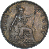 1895 Halfpenny - Victoria British Bronze Coin - Very Nice