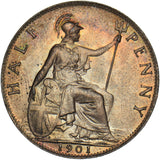 1901 Halfpenny - Victoria British Bronze Coin - Superb