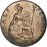1915 Halfpenny - George V British Bronze Coin - Superb
