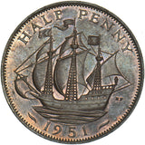 1951 Proof Halfpenny - George VI British Bronze Coin - Very Nice