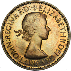 1953 Proof Halfpenny - Elizabeth II British Bronze Coin - Superb