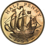 1953 Proof Halfpenny - Elizabeth II British Bronze Coin - Superb