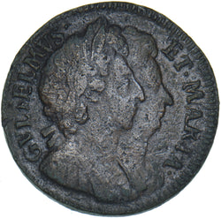 1694 Farthing - William & Mary British Copper Coin - Nice